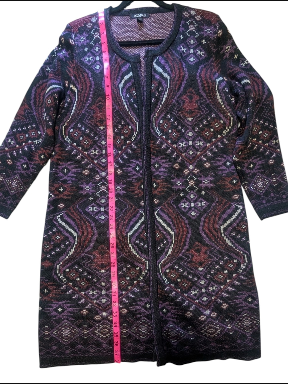 Roz & Ali Open Front Boho Knit Cardigan XL - Picture 4 of 9